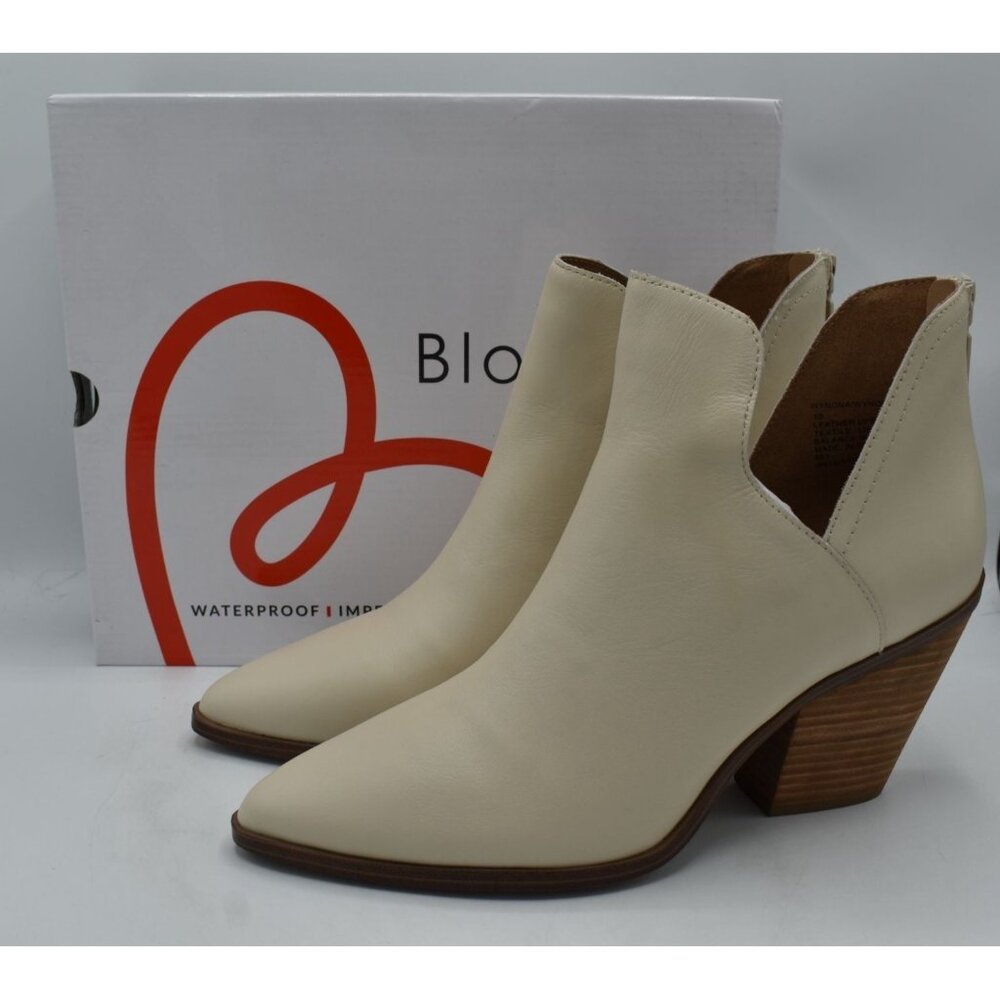 Blondo Womens 10 Wynona Bone Leather Waterproof Heeled Pointed Toe Booties Boots